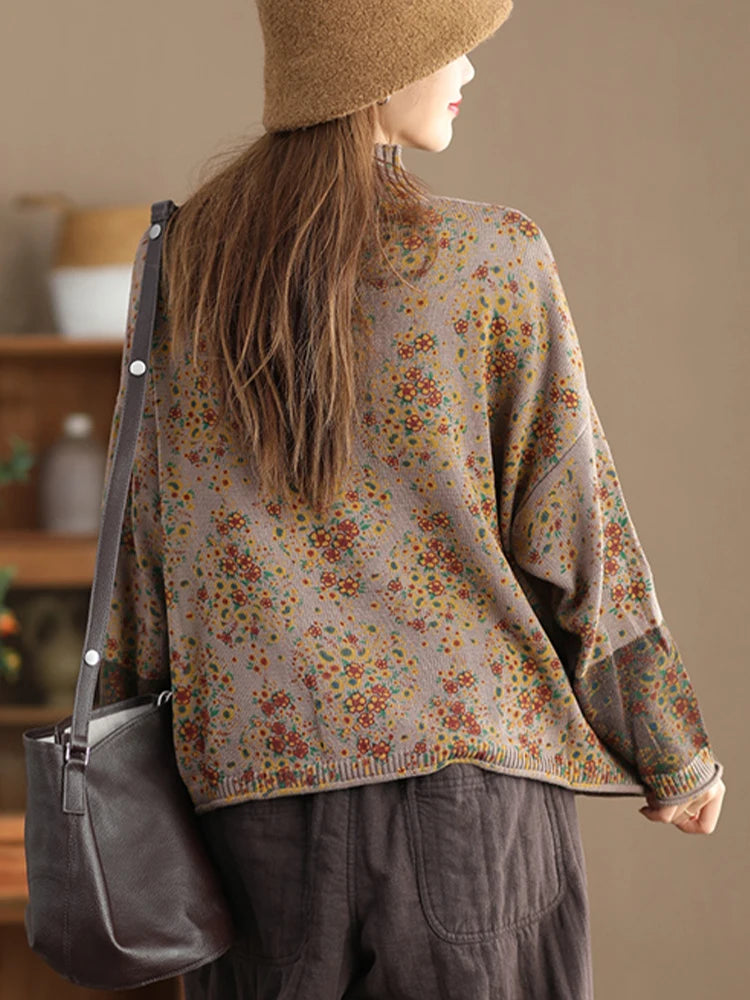 Boho Floral Loose Sweater