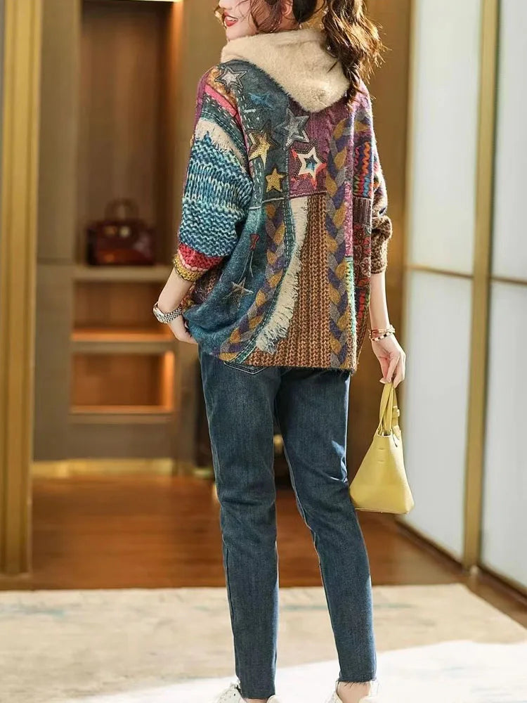 Boho Loose Hooded Sweater