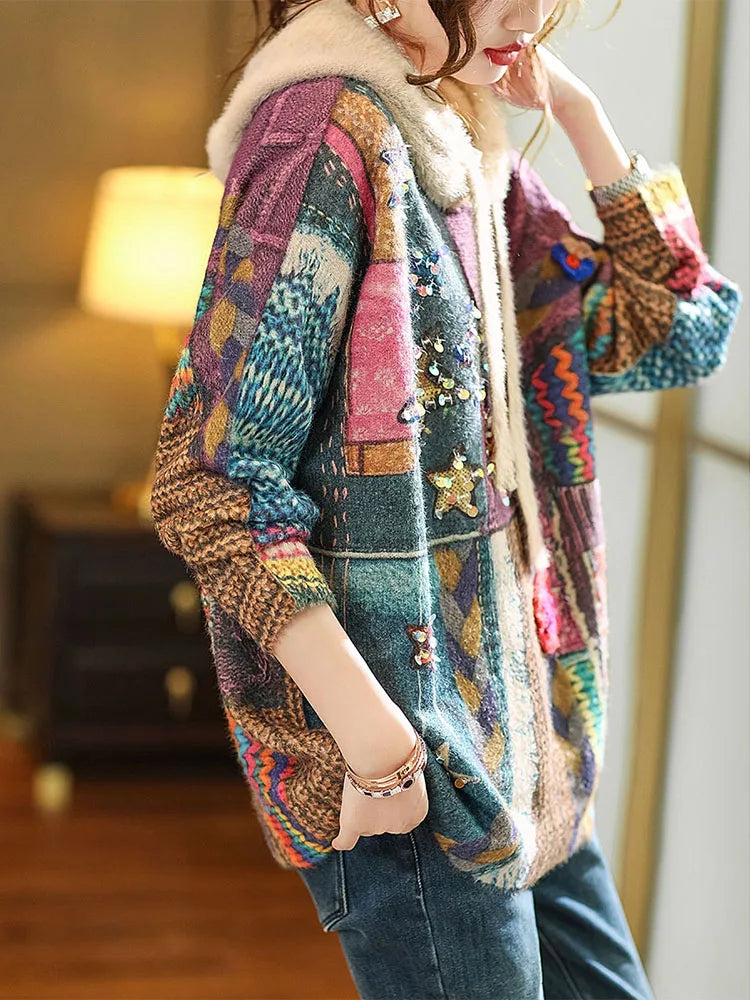 Boho Loose Hooded Sweater