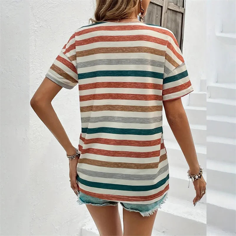Retro Striped Basic T-Shirt