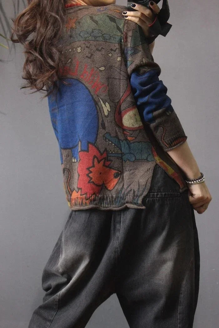 Boho Elephant Printed Cardigan