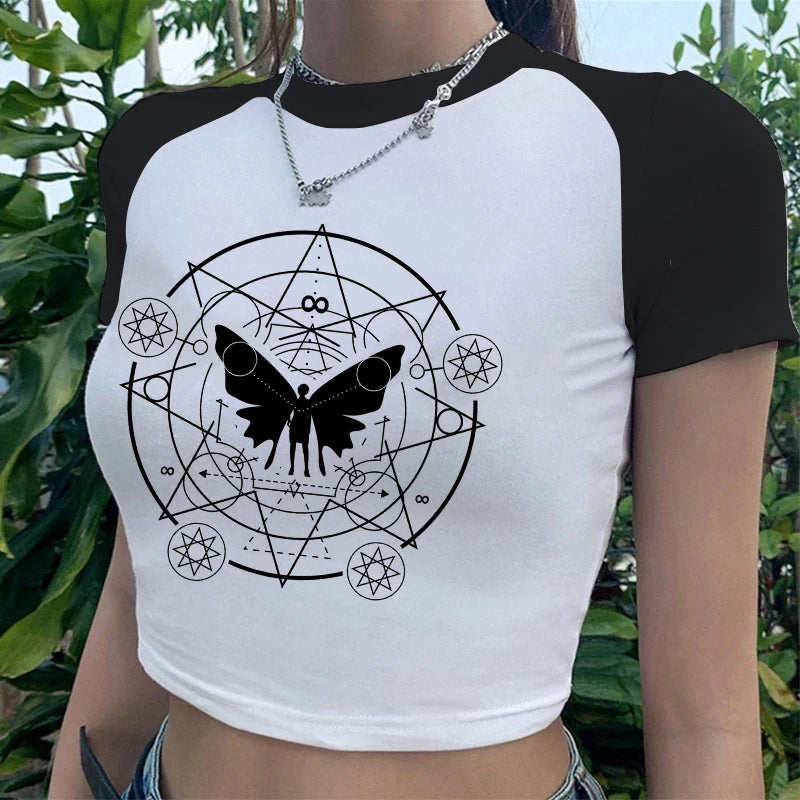 Y2K Mystic Butterfly Crop Top