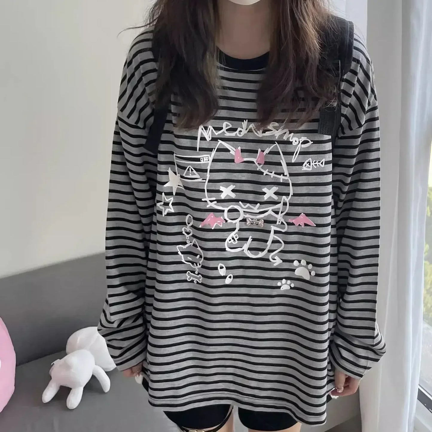 Kawaii Striped Sweatshirt