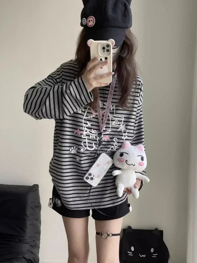 Kawaii Striped Sweatshirt