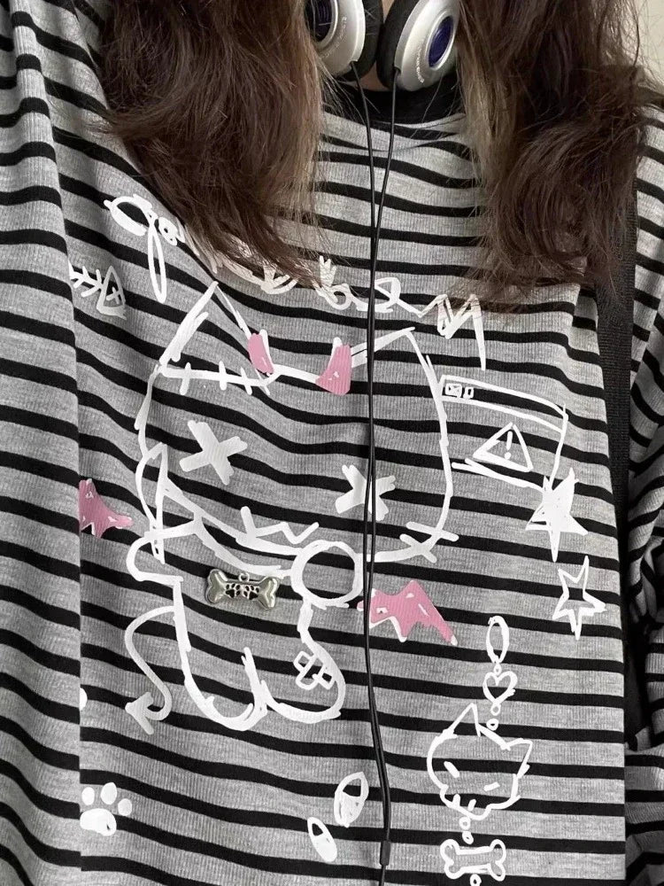 Kawaii Striped Sweatshirt