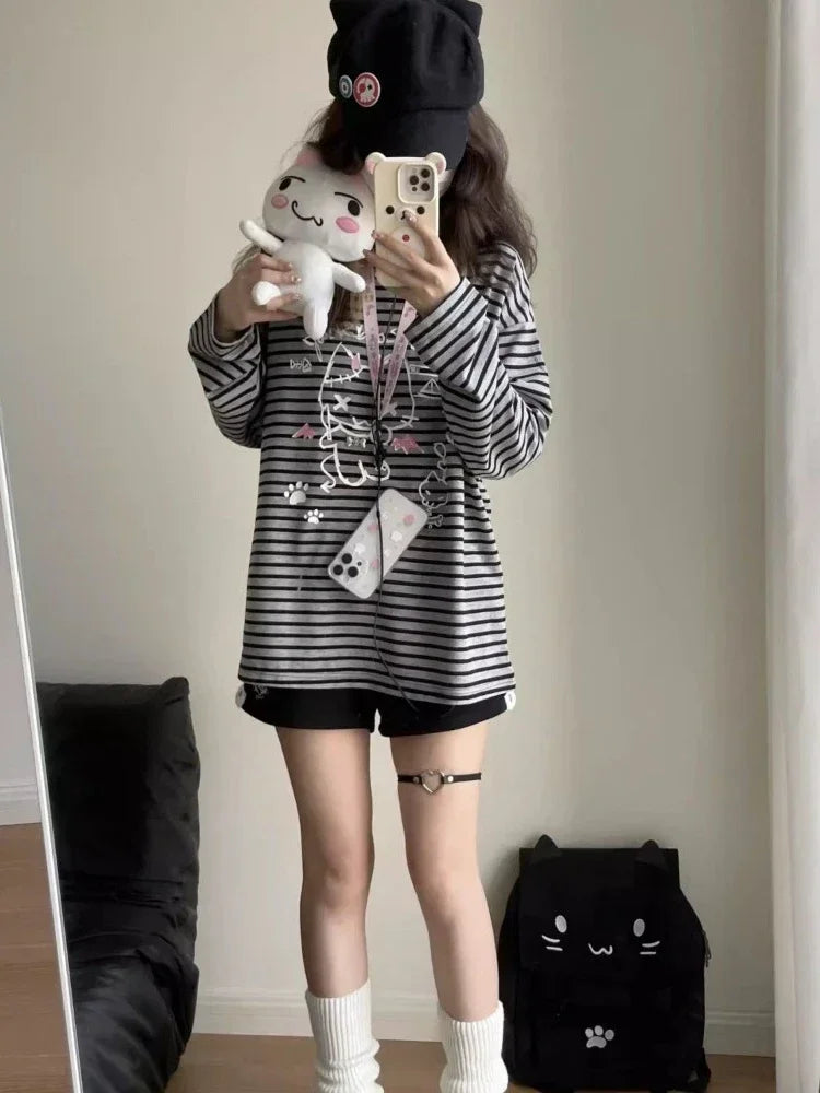Kawaii Striped Sweatshirt