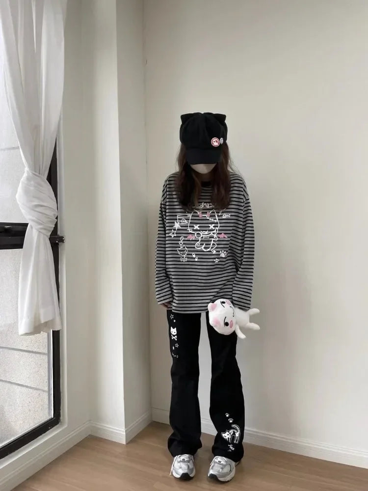 Kawaii Striped Sweatshirt