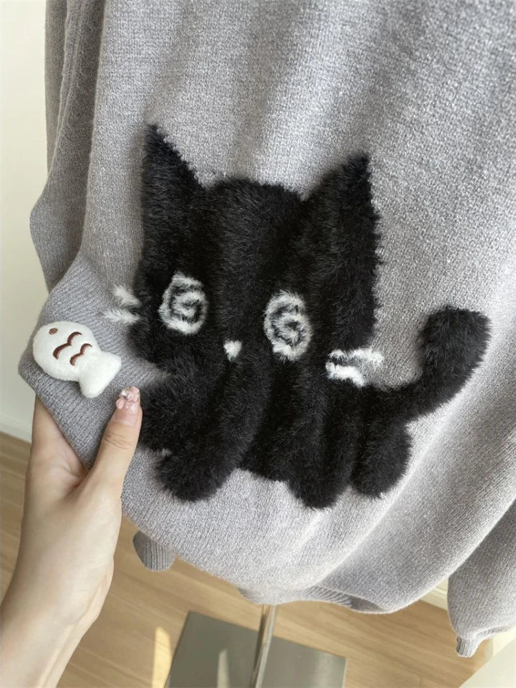 Sweet Cat Knitted Sweatshirt