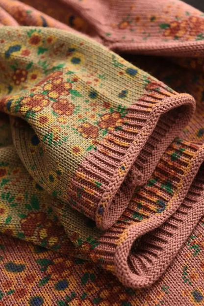 Boho Floral Loose Sweater