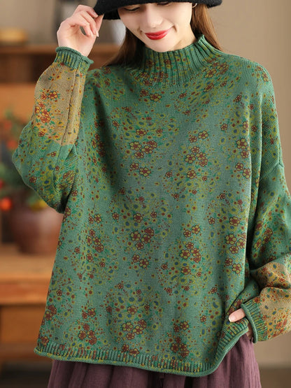 Boho Floral Loose Sweater