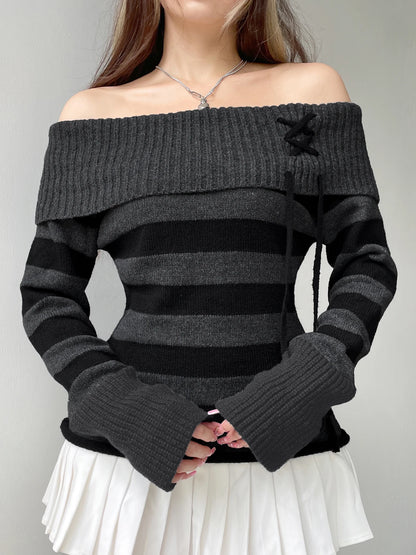 Casual Knitted Striped Sweater