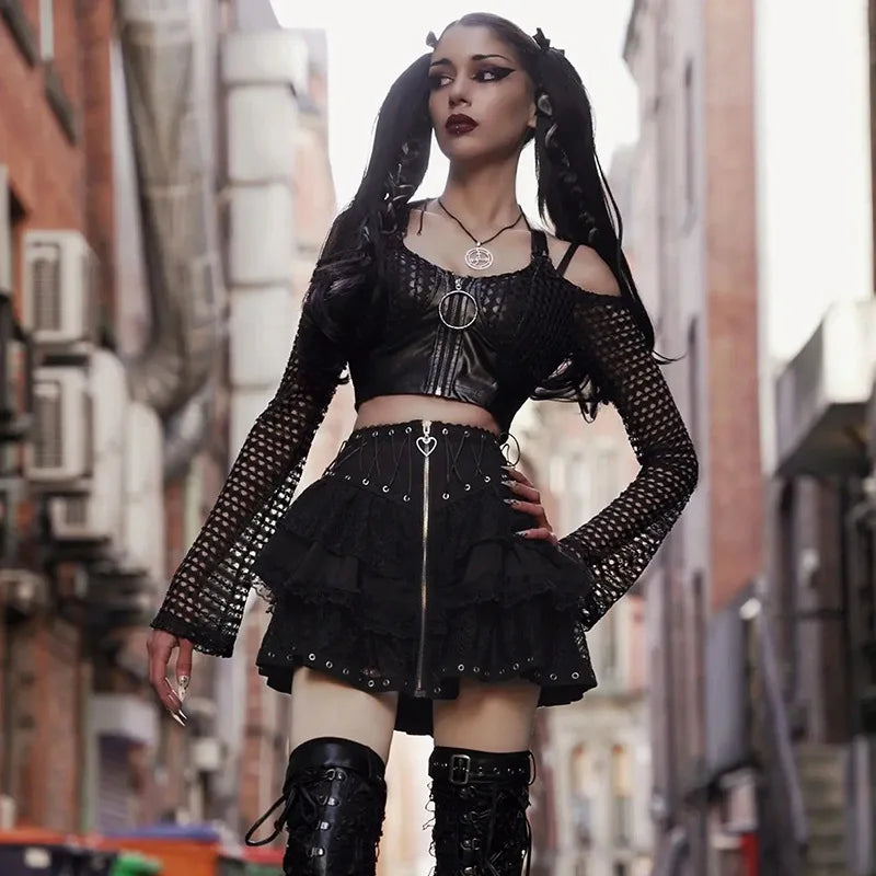 Gothic Zipper Mini Skirt