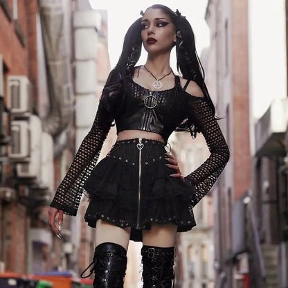 Gothic Zipper Mini Skirt