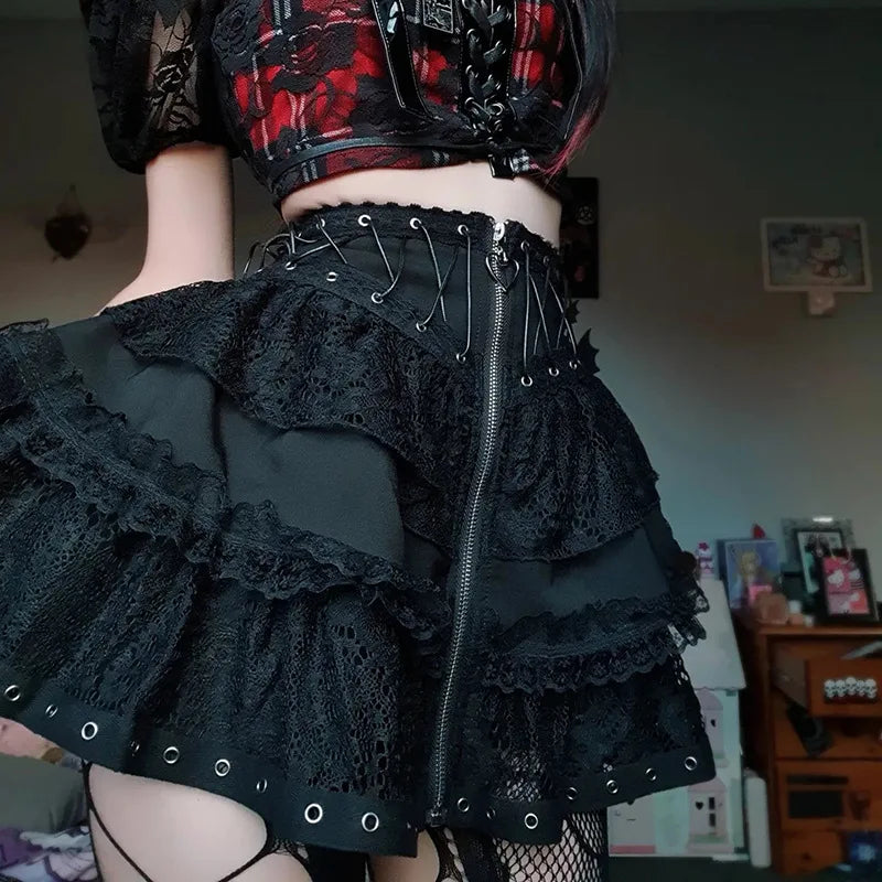 Gothic Zipper Mini Skirt