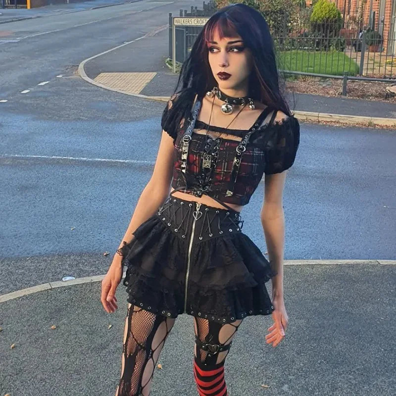 Gothic Zipper Mini Skirt