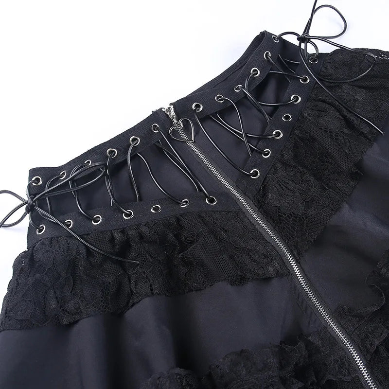 Gothic Zipper Mini Skirt