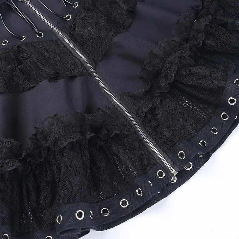 Gothic Zipper Mini Skirt