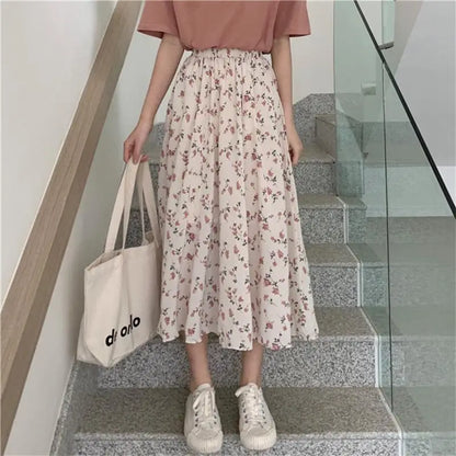 Retro Floral Mid Skirt