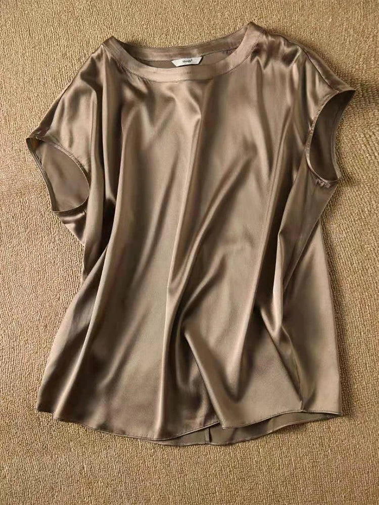 Elegant Silk O-Neck T-Shirt