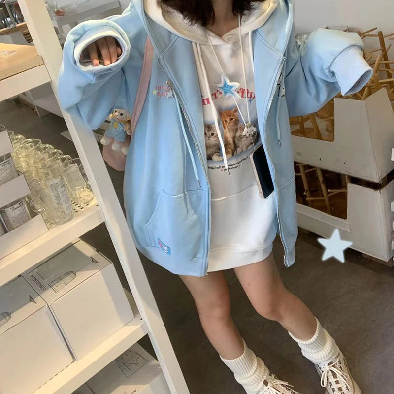 Kawaii Loose Zip-up Hoodie