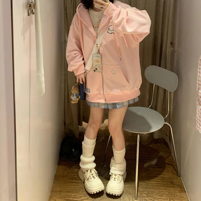 Kawaii Loose Zip-up Hoodie