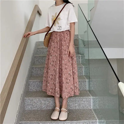 Retro Floral Mid Skirt