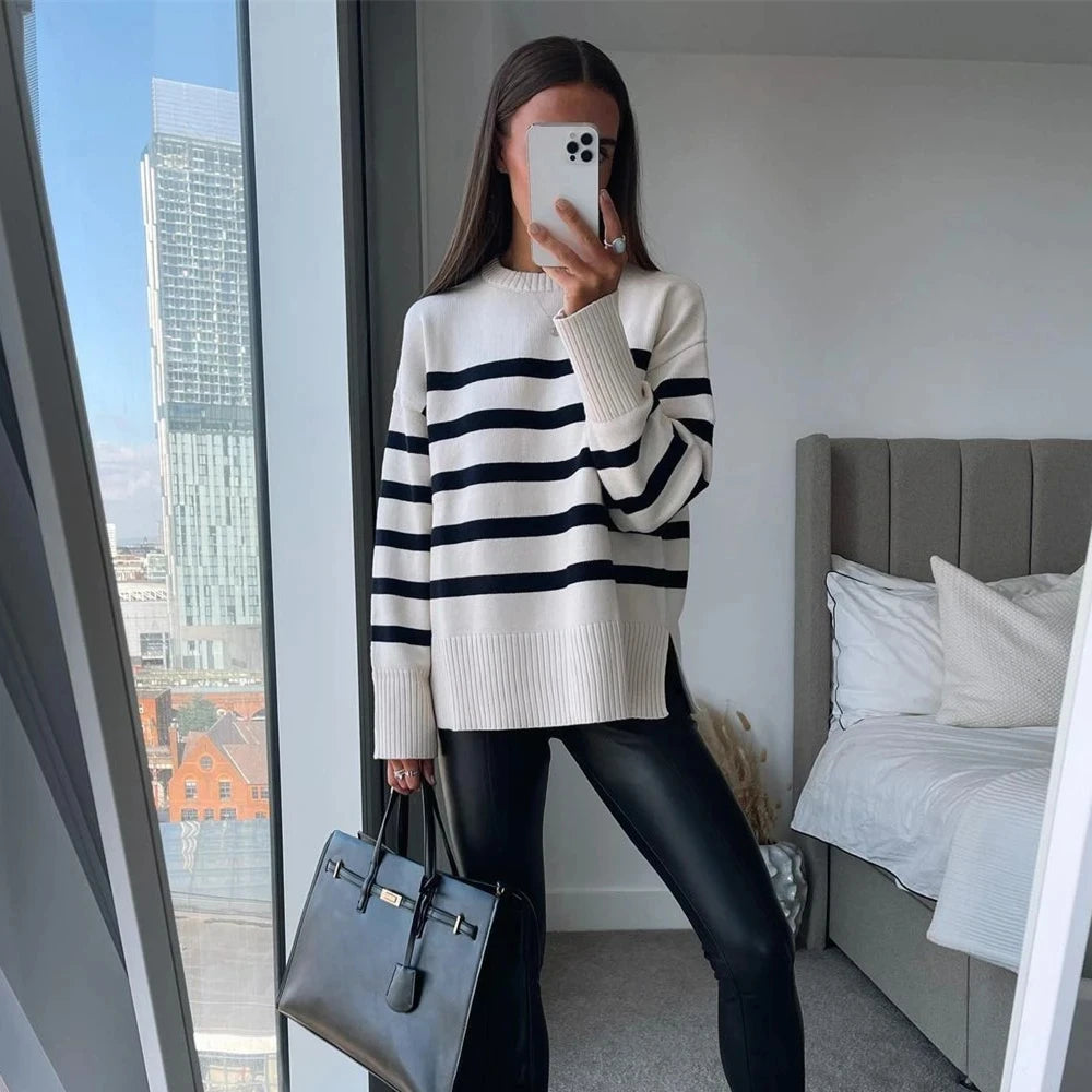 Oversized Striped Knitted Sweater