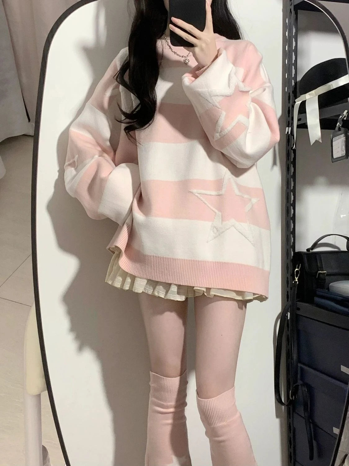 Soft Girl Starred Loose Sweatshirt