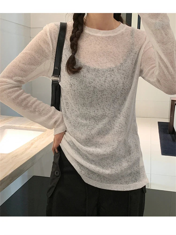 Y2K Knitted O-Neck T-Shirt