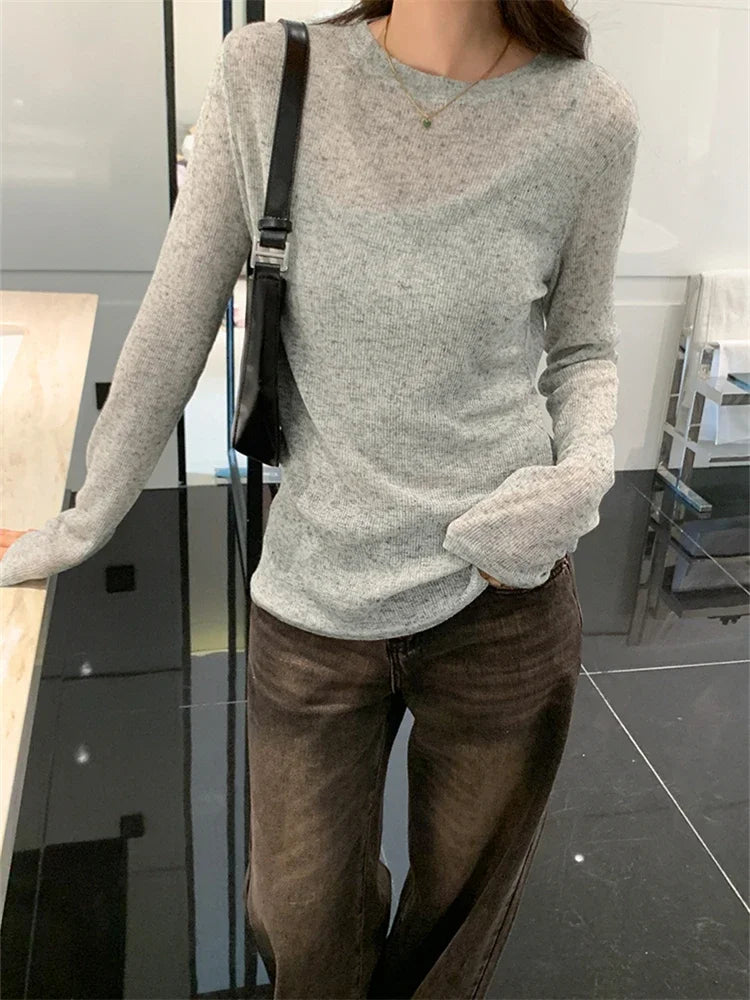 Y2K Knitted O-Neck T-Shirt