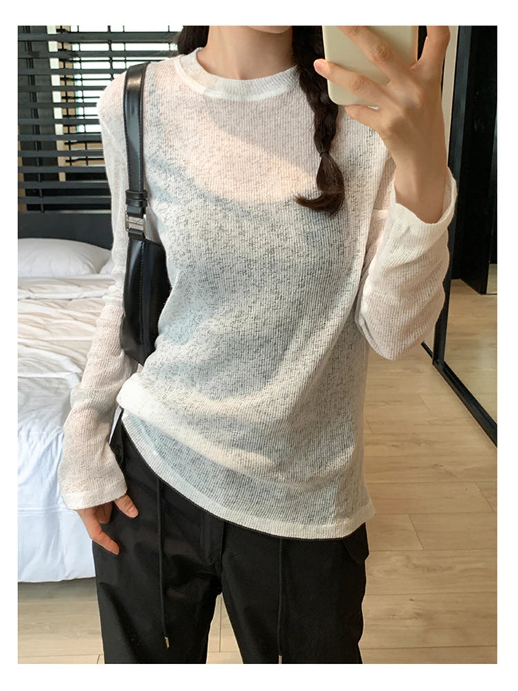 Y2K Knitted O-Neck T-Shirt