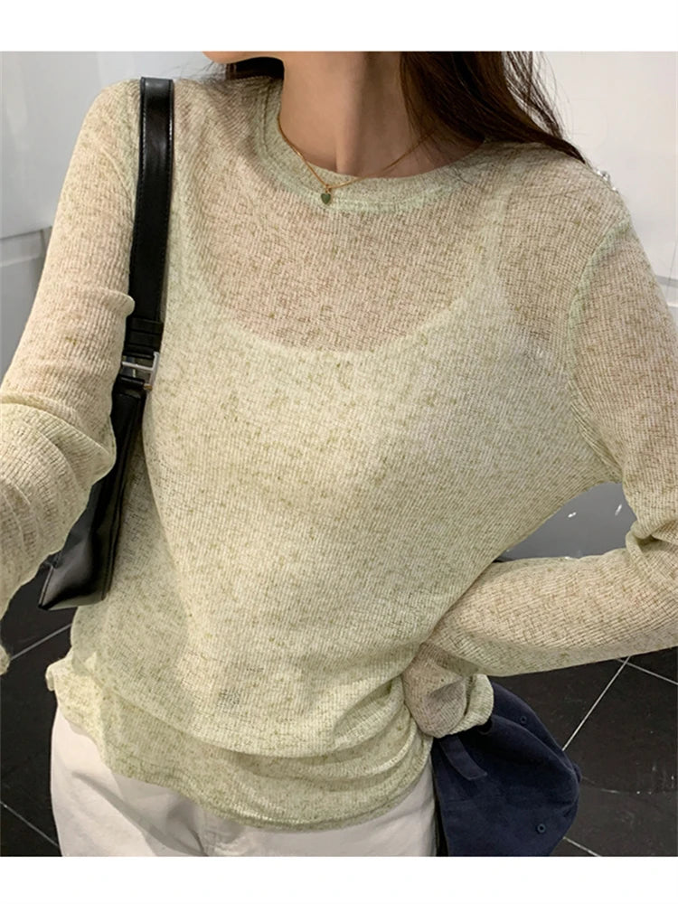 Y2K Knitted O-Neck T-Shirt