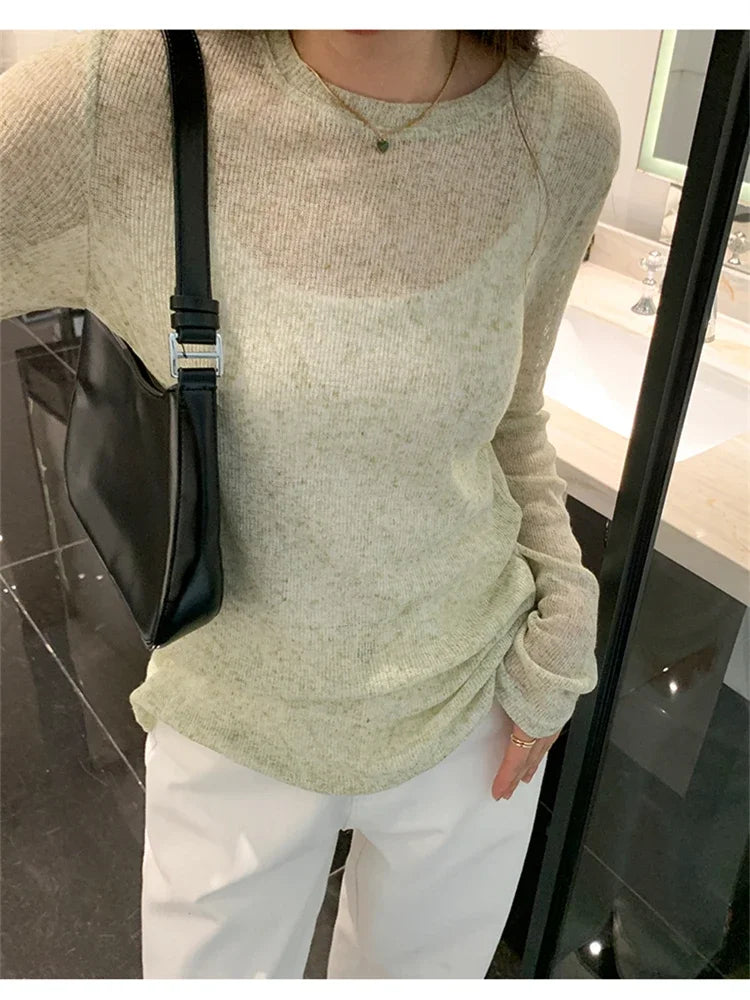 Y2K Knitted O-Neck T-Shirt