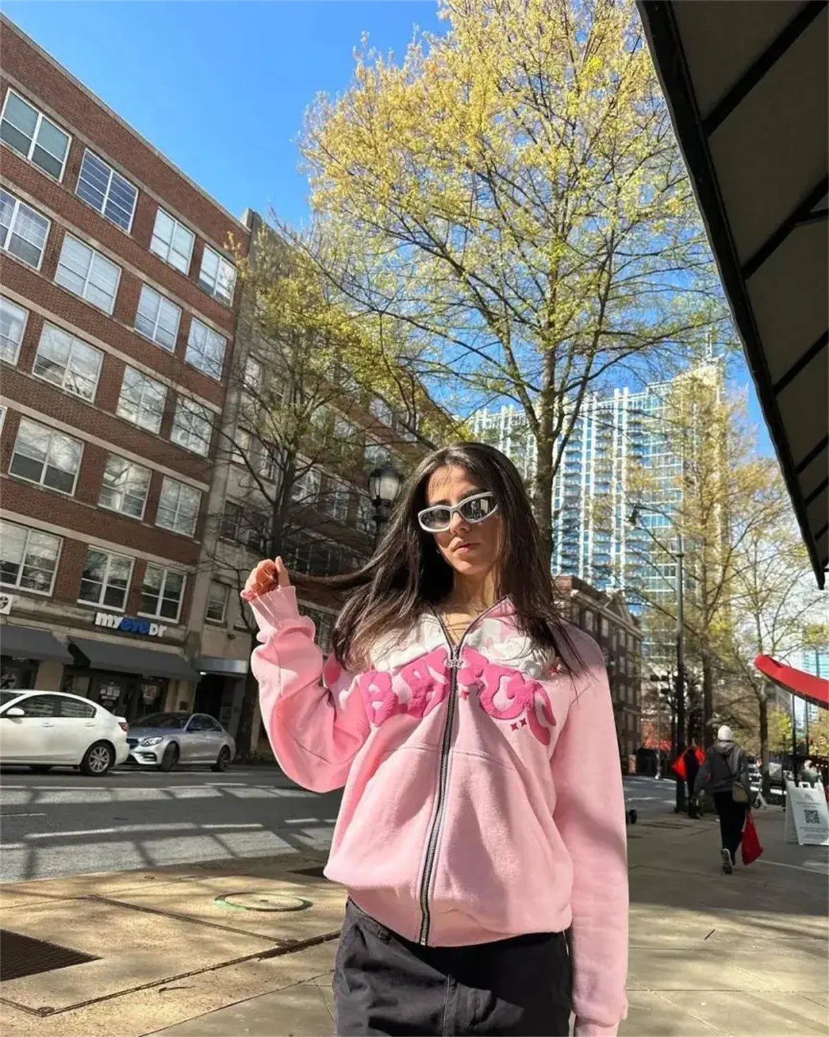 Y2K Letter Printed Zip-up Hoodie