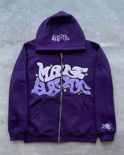 Y2K Letter Printed Zip-up Hoodie