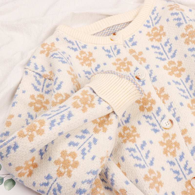 Cozy O-Neck Floral Cardigan