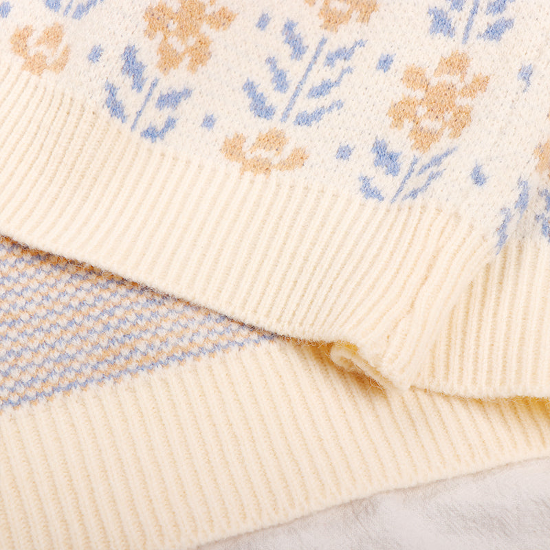 Cozy O-Neck Floral Cardigan