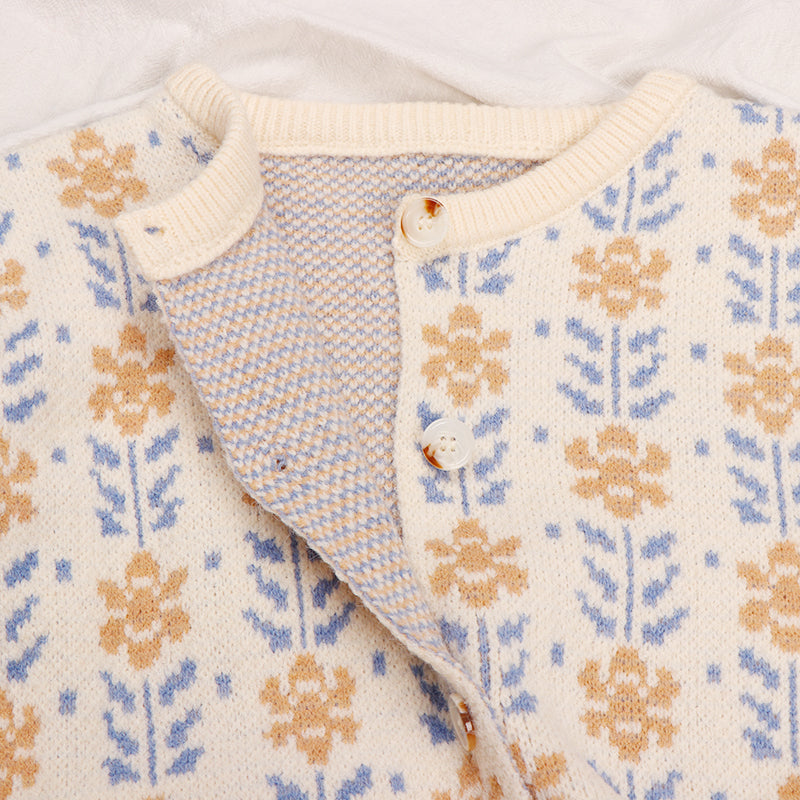 Cozy O-Neck Floral Cardigan